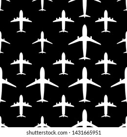 Airplane (Aeroplane) Icon Seamless Pattern Vector Art Illustration