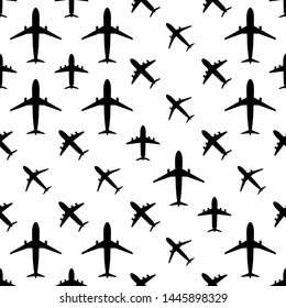 Airplane (Aeroplane) Icon Seamless Pattern Vector Art Illustration