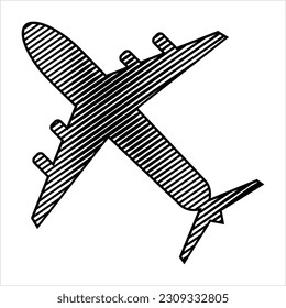 Airplane (Aeroplane) Icon,  Vector Art Illustration, Transport Icon