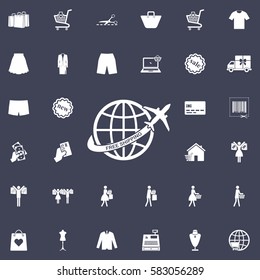 Airplane, Air Craft Shipping Around the World for Free Shipping Concept, Vector Illustration