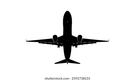 Airplane Airbus Aircraft Silhouette vector on a white background, Simple Silhouette of a Commercial Jet Aircraft