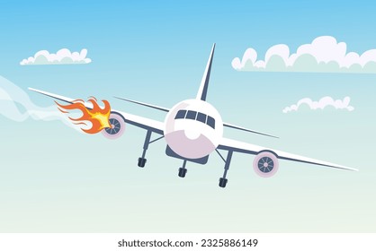 Airplane aircraft aeroplane crash accident concept. Vector design graphic illustration
