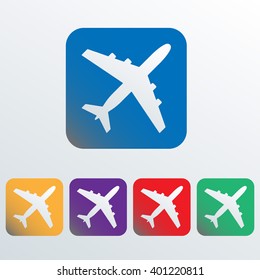 Airplane or aircraft flat icon. Colorful vector illustration. 