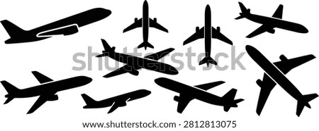 Airplane Aircraft Jet plane vector icon set.