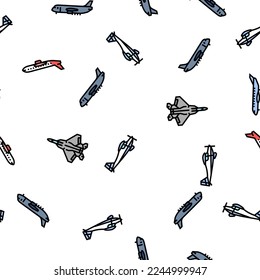 airplane aircraft plane travel vector seamless pattern thin line illustration