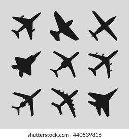 Airplane, aircraft vector icons. 
