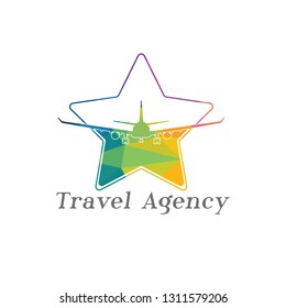 Airplane, Airline Logo Label. Journey, Air Travel, Airliner Symbol. Vector Illustration
