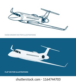 Airplane. Airplanes vector illustrations set.