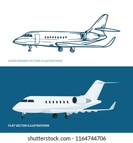 Airplane. Airplanes vector illustrations set.