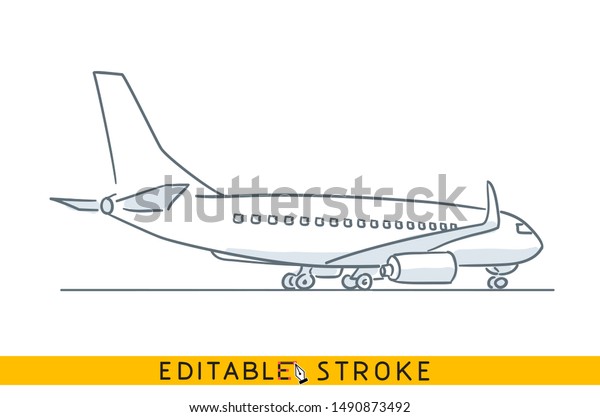 空港に飛行機 落書き風に フリーハンドの手描きのアイコンスケッチ のベクター画像素材 ロイヤリティフリー