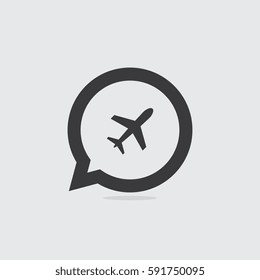 Airplane or Airport Speech Bubble Icon
