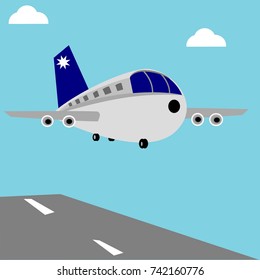 Airplane approaching runway vector illustration