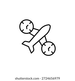 Flugzeug auf der ganzen Welt mit flacher Zeitleiste