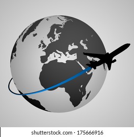 Airplane Around the World | EPS10 Vector