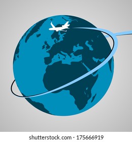 Airplane Around the World | EPS10 Vector