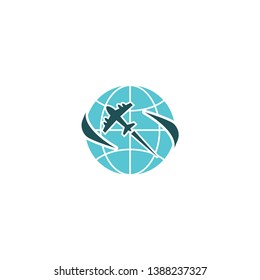 Airplane around the world vector on a white background