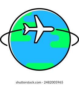 Airplane Around the World. Worldwide Shipping Icon