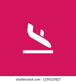 Airplane arrival icon vector. Airplane arrival sign on pink background. Airplane arrival icon for web and app