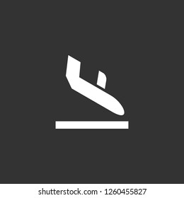 Airplane arrival icon vector. Airplane arrival sign on black background. Airplane arrival icon for web and app