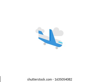 Airplane arrival vector flat icon. Isolated airplane arriving, plane landing emoji illustration 