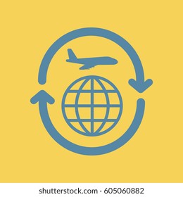 airplane arrows Planet. Around the world