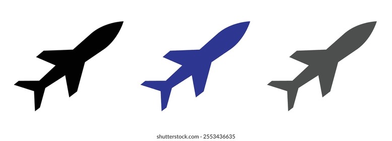 Airplane aviation flat icon for apps, logo and website. Airplane icon, vector. Airplane sign and symbol. Flight jet, aircraft transport symbol on white background. Vector illustration.