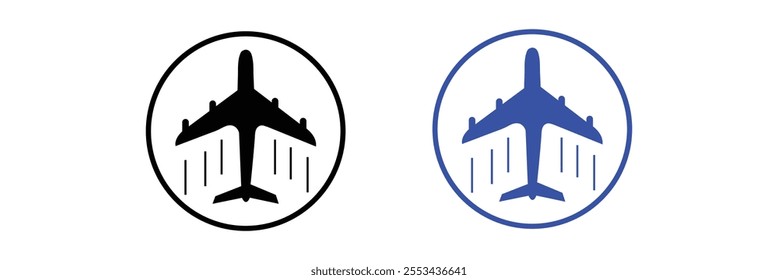 Airplane aviation flat icon for apps, logo and website. Airplane icon, vector. Airplane sign and symbol. Flight jet, aircraft transport symbol on white background. Vector illustration.