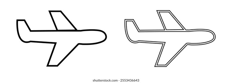 Airplane aviation flat icon for apps, logo and website. Airplane icon, vector. Airplane sign and symbol. Flight jet, aircraft transport symbol on white background. Vector illustration.