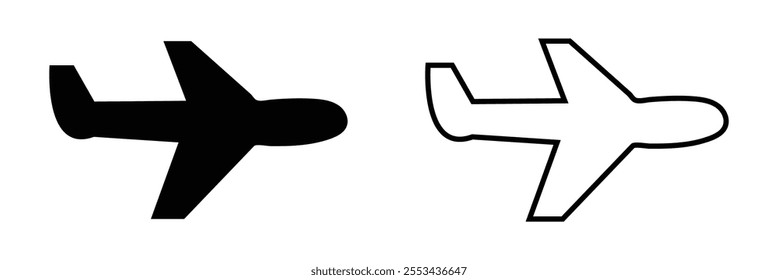 Airplane aviation flat icon for apps, logo and website. Airplane icon, vector. Airplane sign and symbol. Flight jet, aircraft transport symbol on white background. Vector illustration.