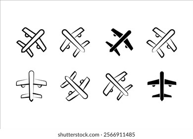 Airplane aviation flat icon for apps, logo and website. Airplane icon, vector. Airplane sign and symbol. Flight jet, aircraft transport symbol on white background. Vector illustration.
