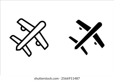 Airplane aviation flat icon for apps, logo and website. Airplane icon, vector. Airplane sign and symbol. Flight jet, aircraft transport symbol on white background. Vector illustration.
