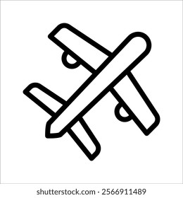 Airplane aviation flat icon for apps, logo and website. Airplane icon, vector. Airplane sign and symbol. Flight jet, aircraft transport symbol on white background. Vector illustration.
