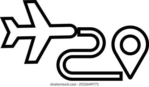 Airplane aviation icon in line. vector for apps or websites Flight transport symbol Travel Abstract neon airplane forces animation flying plane arrivals isolated on transparent background