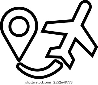 Airplane aviation icon in line. vector for apps or websites Flight transport symbol Travel Abstract neon airplane forces animation flying plane arrivals isolated on transparent background