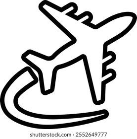 Airplane aviation icon in line. vector for apps or websites Flight transport symbol Travel Abstract neon airplane forces animation flying plane arrivals isolated on transparent background
