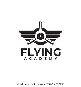 Airplane aviation training course club vector logo design