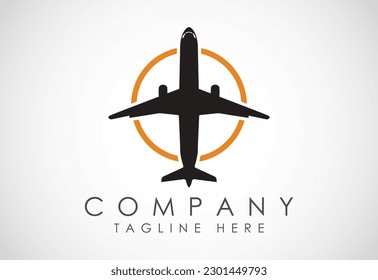 Airplane aviation vector logo design concept. Airline logo plane travel icon. Airport flight world aviation.