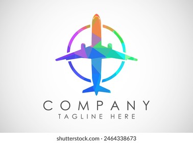 Airplane aviation vector logo design concept. Airline logo plane travel icon. Airport flight world aviation.