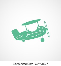 Airplane Baby Toy Green Flat Icon On White Background