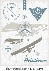 Airplane badges, illustrations and icons