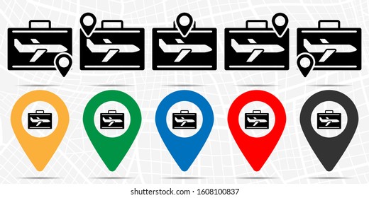 Airplane, bag icon in location set. Simple glyph, flat illustration element of business theme icons