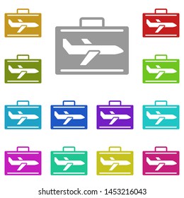 airplane, bag multi color icon. Simple glyph, flat illustration of Business global icons for UI and UX, website or mobile application