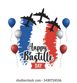 airplane with balloons and france flag decoration