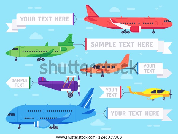 Flugzeug Mit Banner Flug Und Flugzeug Banner Stock Vektorgrafik Lizenzfrei