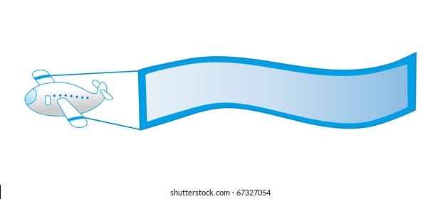airplane and banner on white background