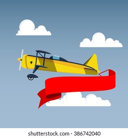 Airplane with banner in the sky