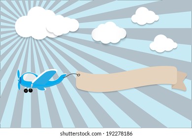 airplane with a banner. Vector illustration.