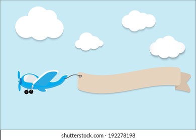 Airplane With A Banner. Vector Illustration.