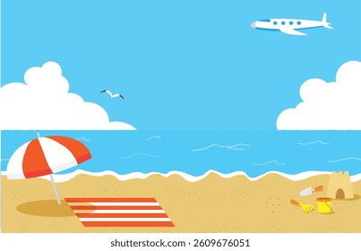Airplane and beach background Vector illustration