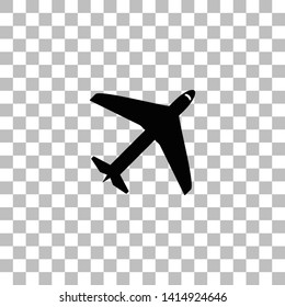Airplane. Black flat icon on a transparent background. Pictogram for your project